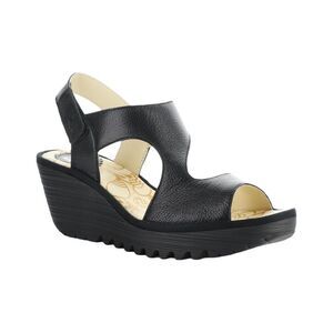 Fly London Yoxa Leather Sandal, Black